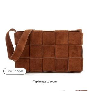 Viola Castellani suede crossbody padded bag. Toasted coconut color.